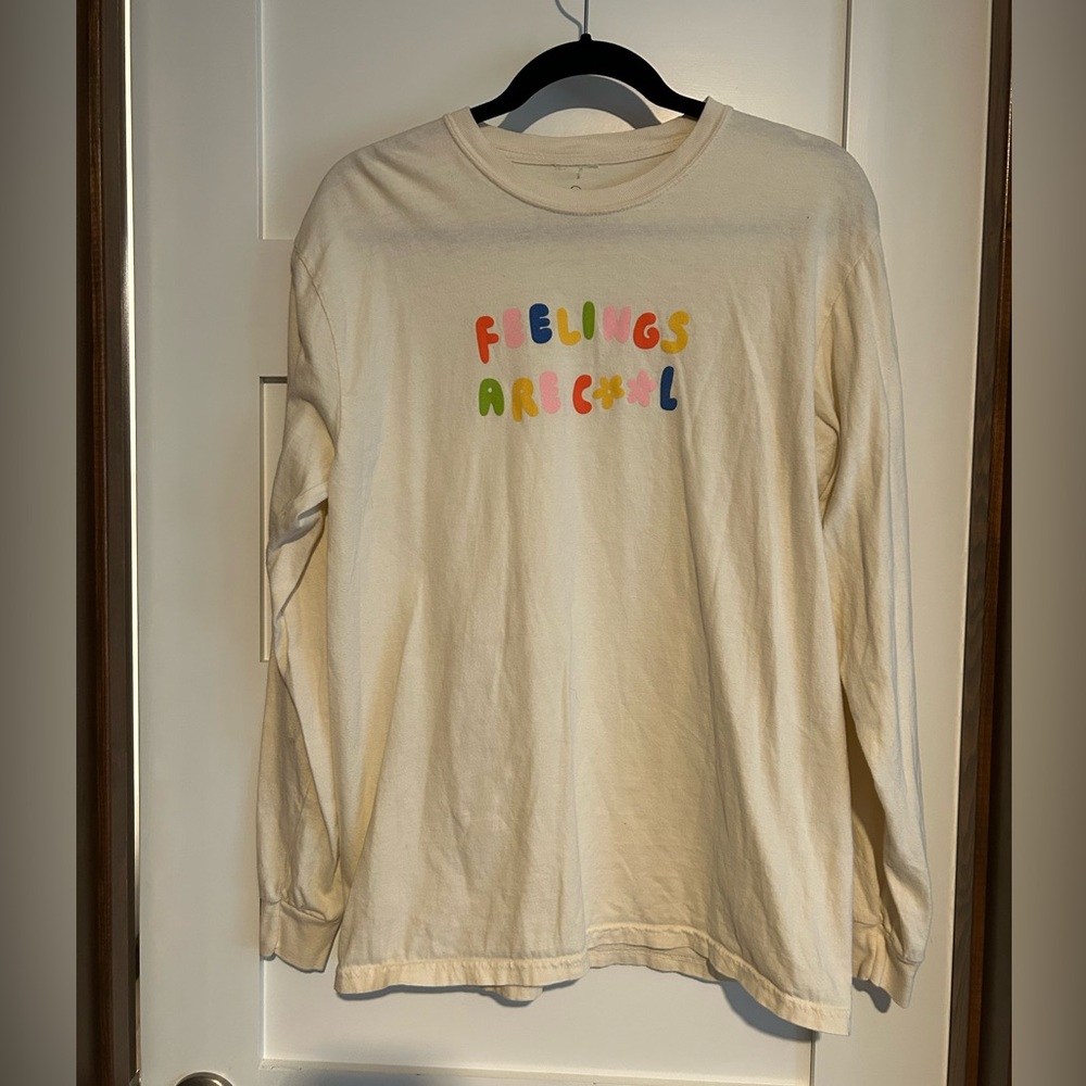 Lonely Ghost Feelings Are Cool Graphic Tee Shirt Long Sleeve Crewneck Medium Top
